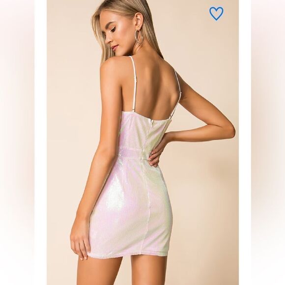 NWT superdown harlee sequin cami dress white mini party Revolve M - Picture 3 of 11